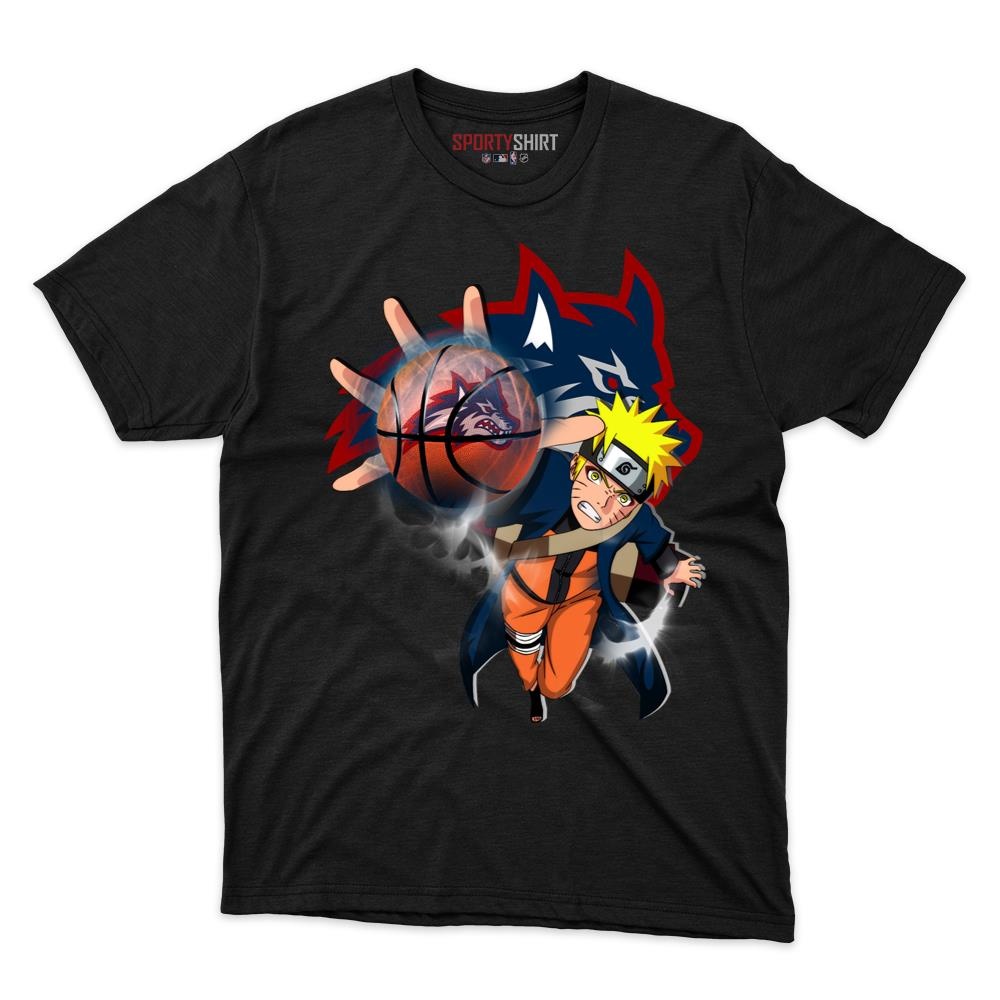Stony Brook Seawolves Naruto Unisex Cotton Graphic Tee, Anime Ninja Crossover Shirt for Game Day Fans