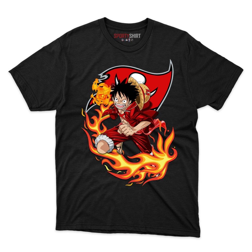 Tampa Bay Buccaneers Luffy One Piece Unisex Cotton Graphic Tee, Anime Crossover Shirt, Game Day Gift