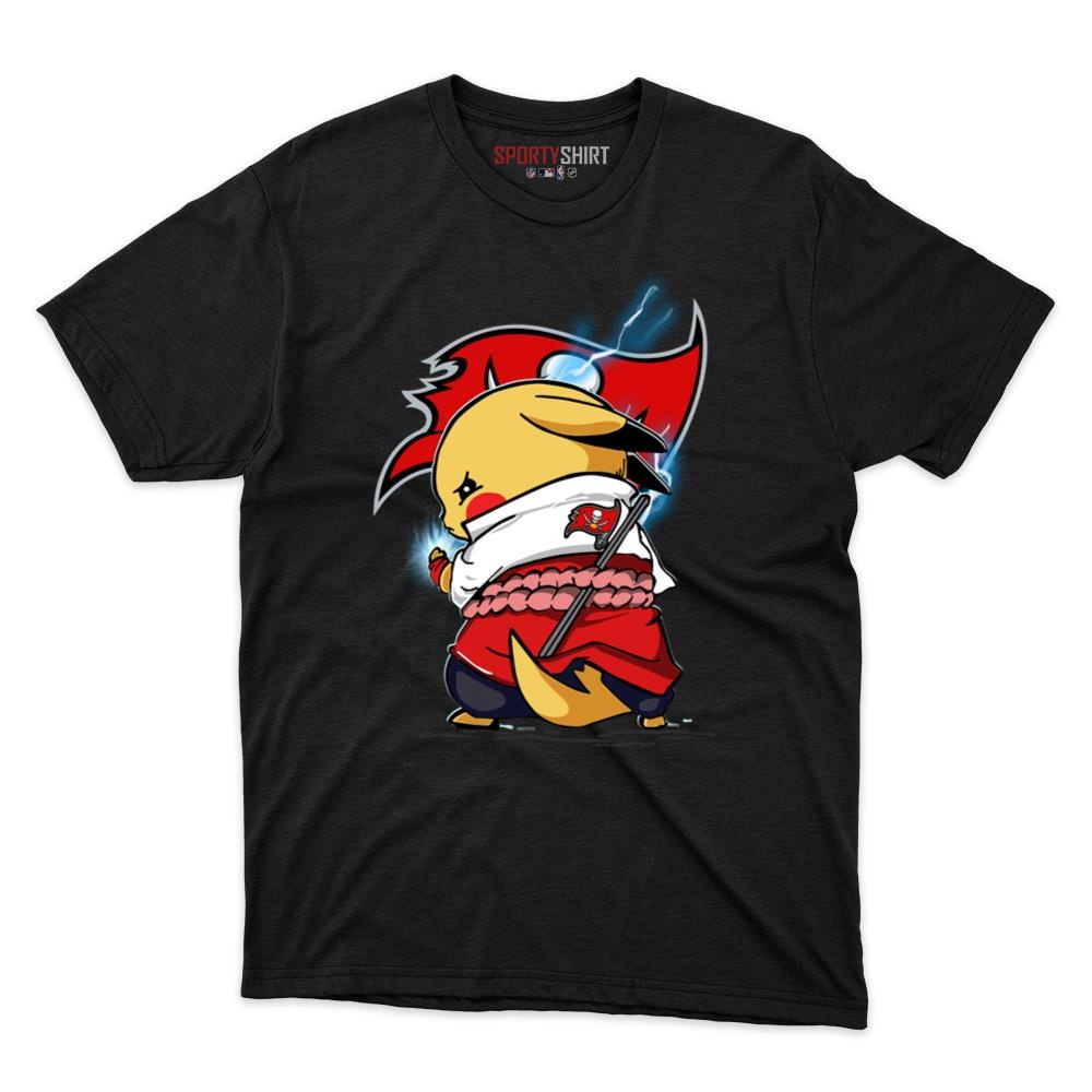 Tampa Bay Buccaneers Pikachu Meets Sasuke Uchiha Unisex Cotton Tee, Pokemon Anime Graphic Shirt, Game Day Gift