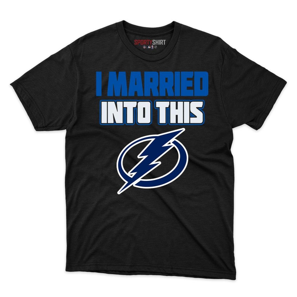 Tampa Bay Lightning I Married Into This Unisex Cotton Graphic Tee, Funny Hockey Fan Shirt, Gift for In-Laws