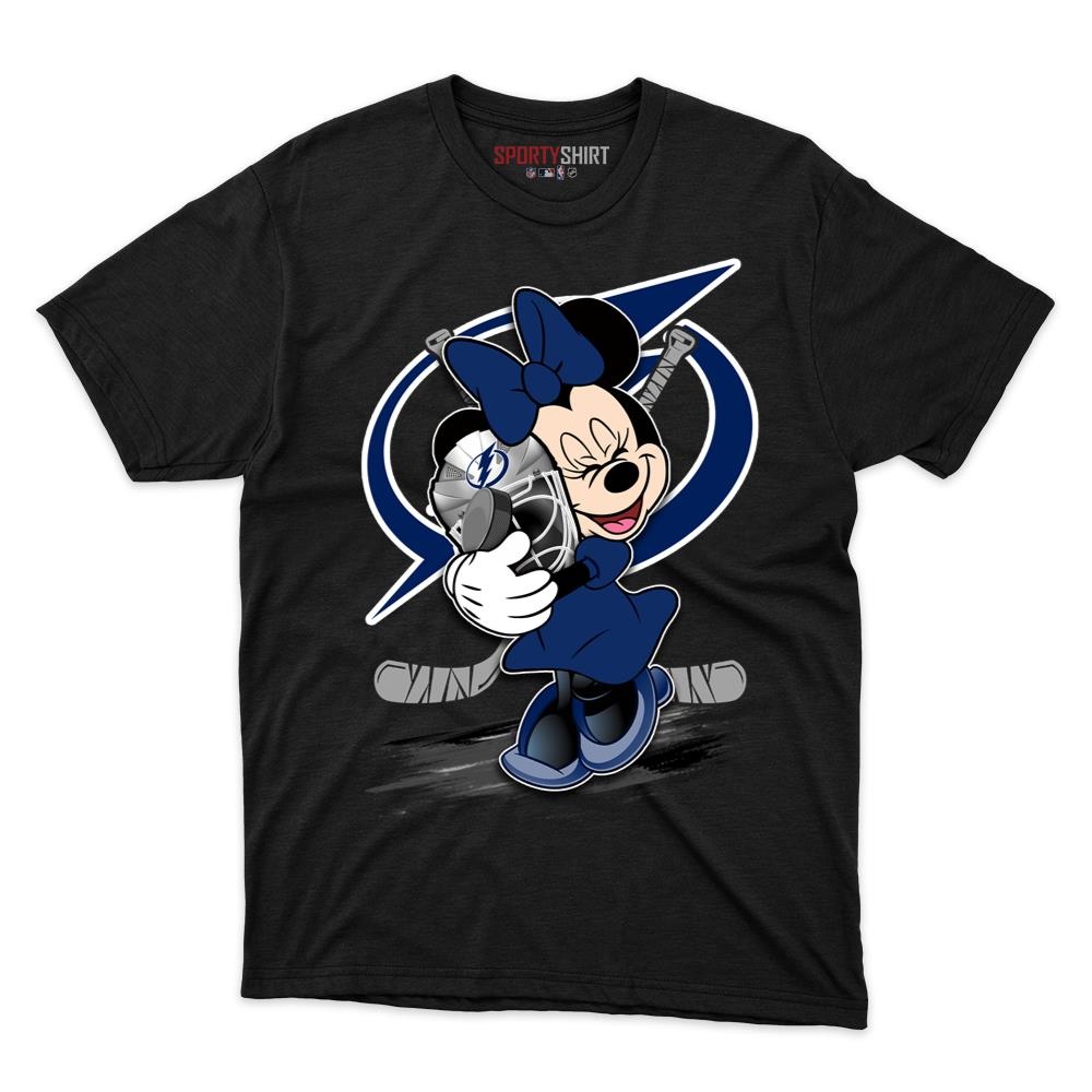 Tampa Bay Lightning Minnie Mouse Unisex Cotton Graphic Tee, Disney Cartoon Shirt, Game Day Fan Gift