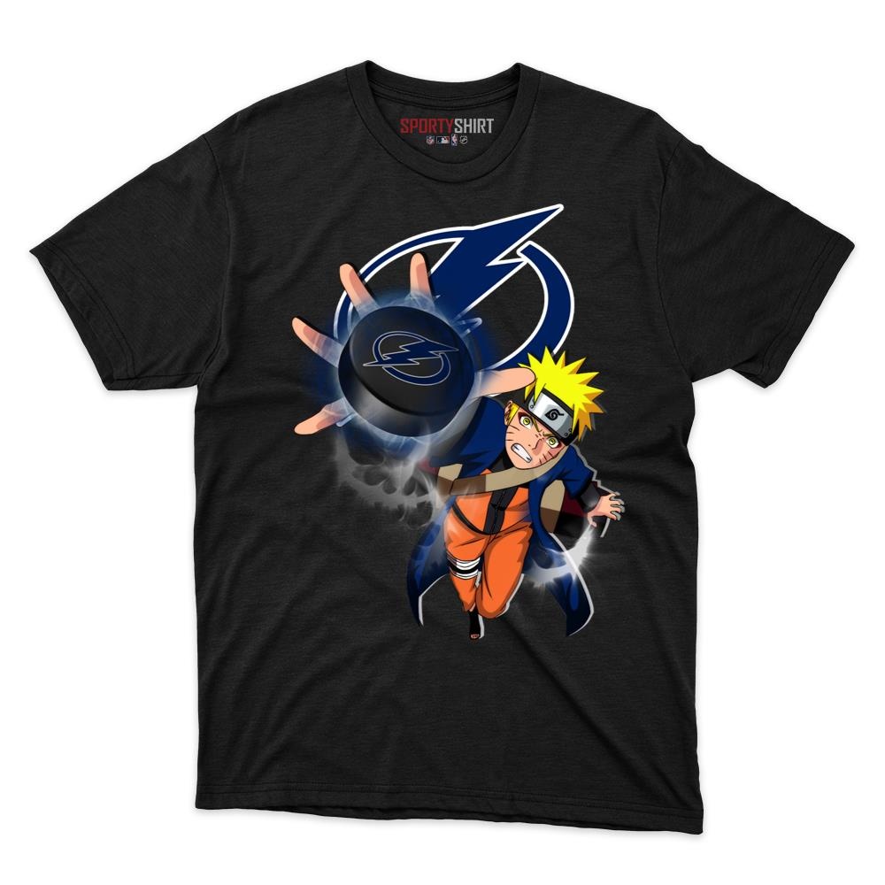 Tampa Bay Lightning Naruto Unisex Cotton Graphic Tee, Anime Ninja Crossover Shirt for Game Day Fans