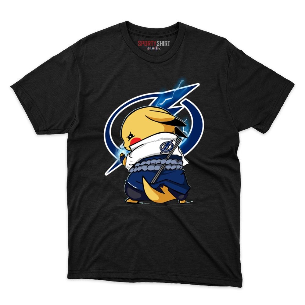 Tampa Bay Lightning Pikachu Meets Sasuke Uchiha Unisex Cotton Tee, Pokemon Anime Shirt, Game Day Gift