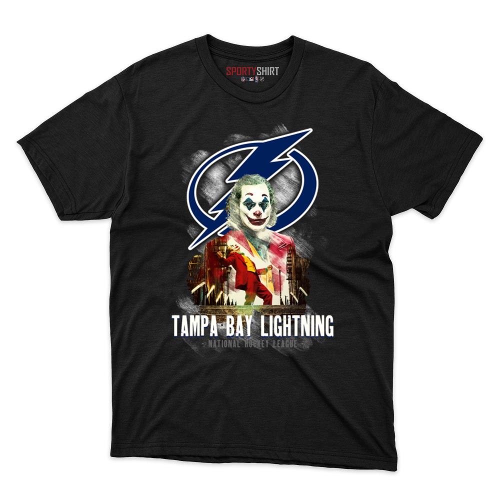 Tampa Bay Lightning Put On A Happy Face Joker Unisex Cotton Graphic Tee, Comic Villain Shirt, Game Day Gift