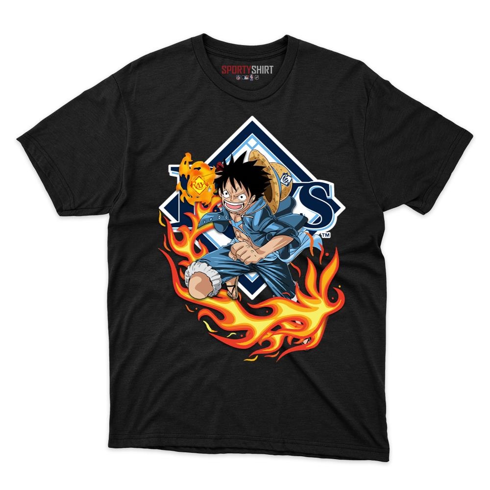 Tampa Bay Rays Luffy One Piece Unisex Cotton Graphic Tee, Anime Crossover Shirt, Game Day Fan Gift