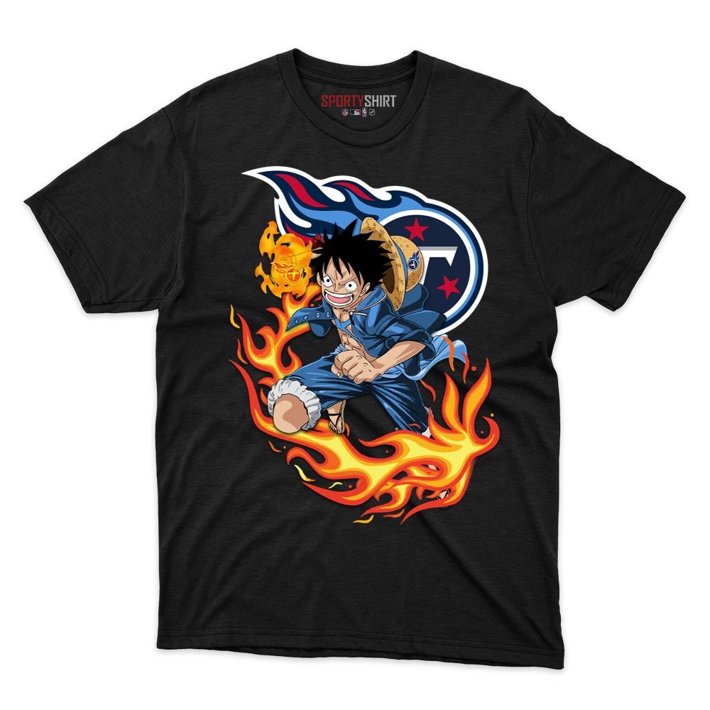 Tennessee Titans Luffy One Piece Unisex Cotton Graphic Tee, Anime Crossover Shirt, Game Day Fan Gift
