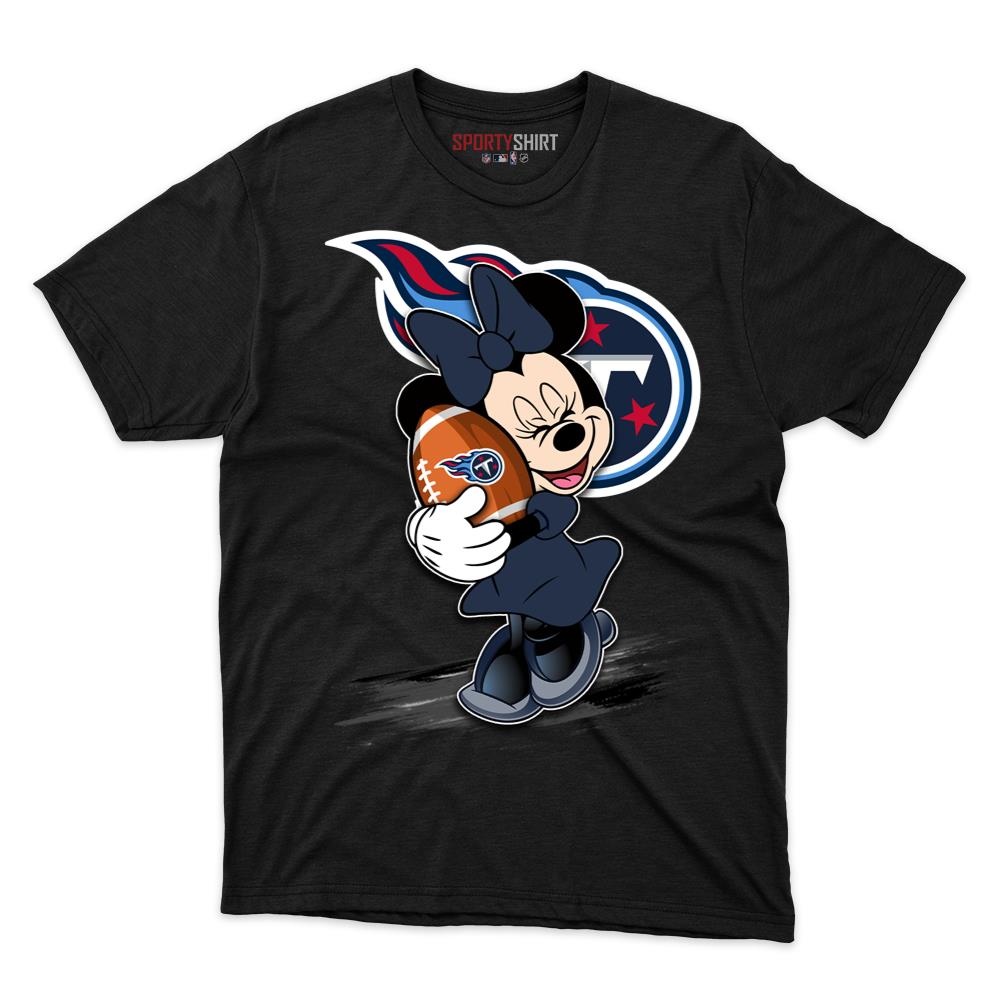 Tennessee Titans Minnie Mouse Unisex Cotton Graphic Tee, Disney Cartoon Crossover Shirt, Game Day Gift