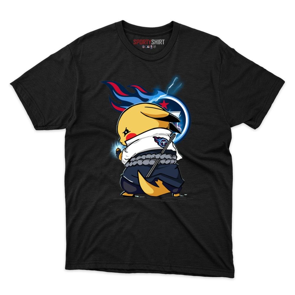 Tennessee Titans Pikachu Meets Sasuke Uchiha Unisex Cotton Tee, Pokemon Anime Graphic Shirt, Game Day Gift