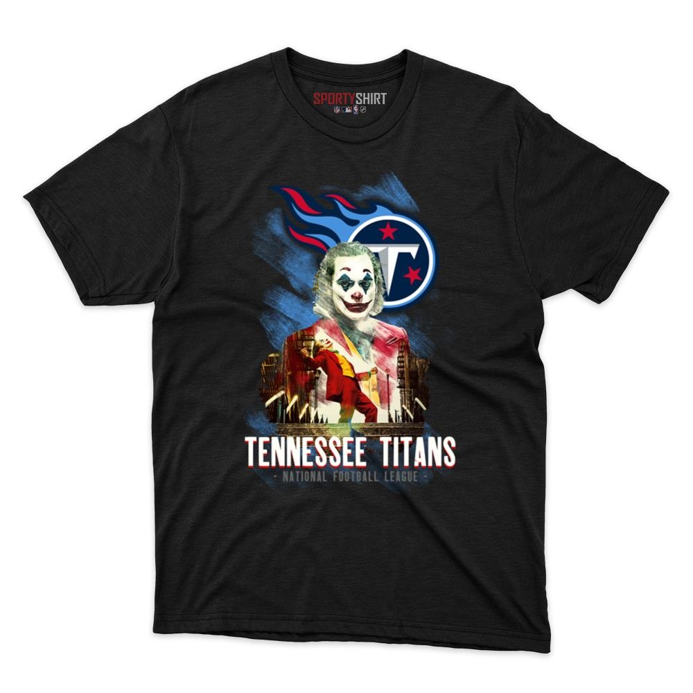 Tennessee Titans Put On A Happy Face Joker Unisex Cotton Graphic Tee, Comic Villain Shirt, Game Day Gift