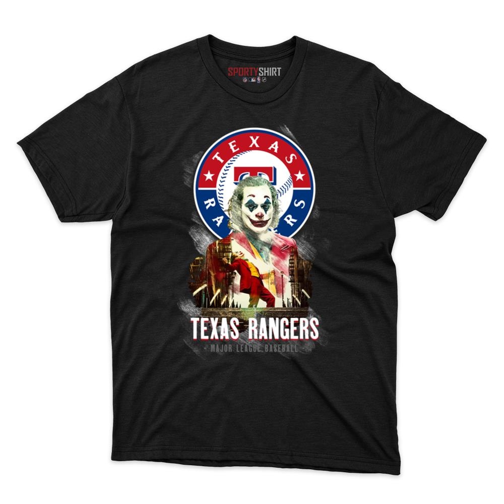 Texas Rangers Put On A Happy Face Joker Shirt, Funny Unisex Cotton Graphic Tee, Baseball Game Day Gift