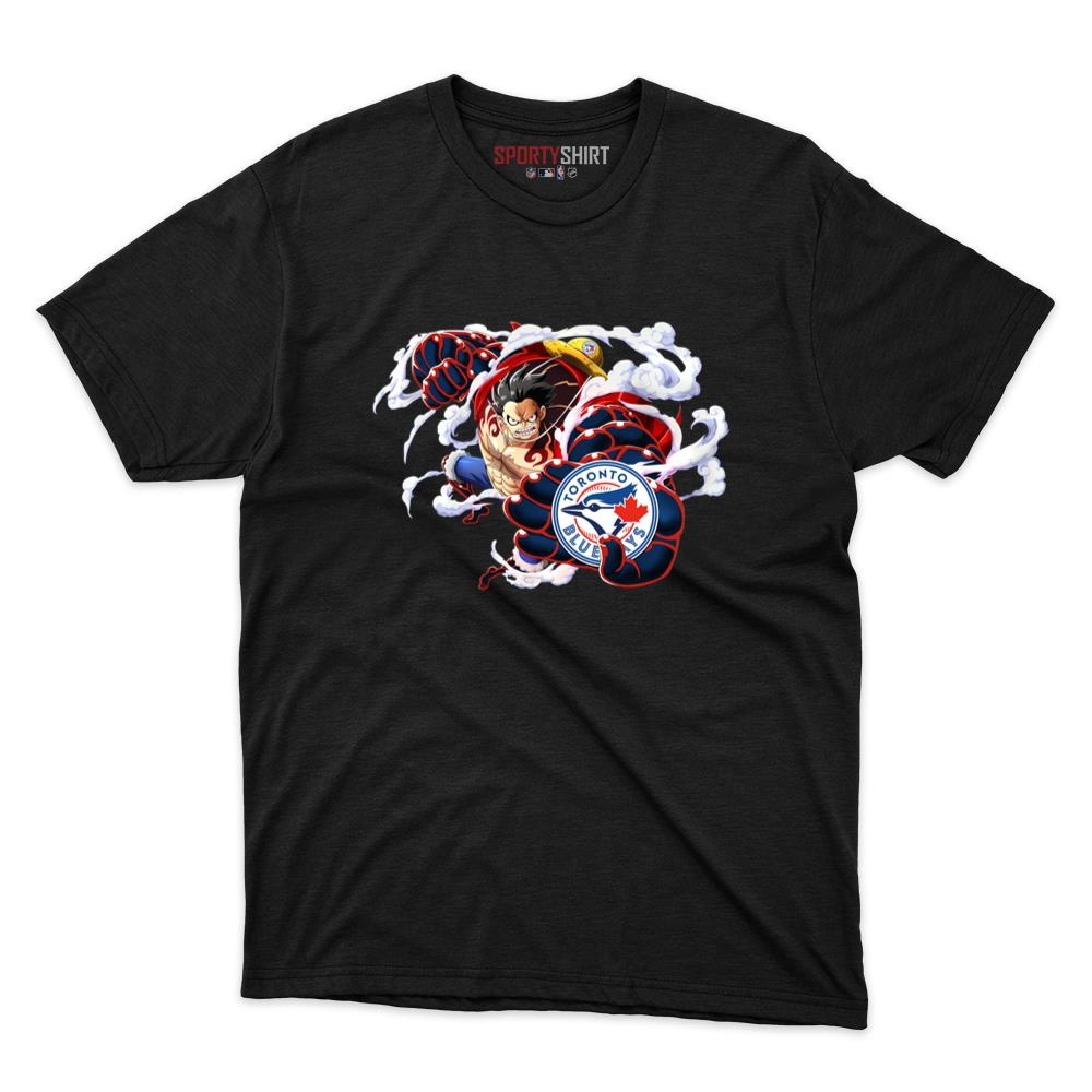 Toronto Blue Jays Monkey D Luffy Gear One Piece Shirt, Unisex Cotton Anime Pirate Graphic Tee for Fans