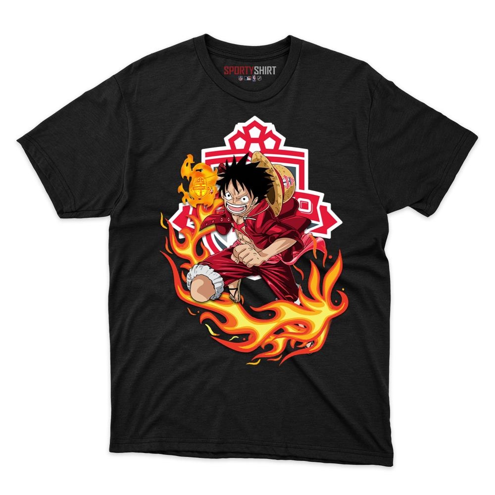 Toronto FC MLS Luffy Straw Hat One Piece Shirt, Unisex Cotton Anime Pirate Graphic Tee for Soccer Fans