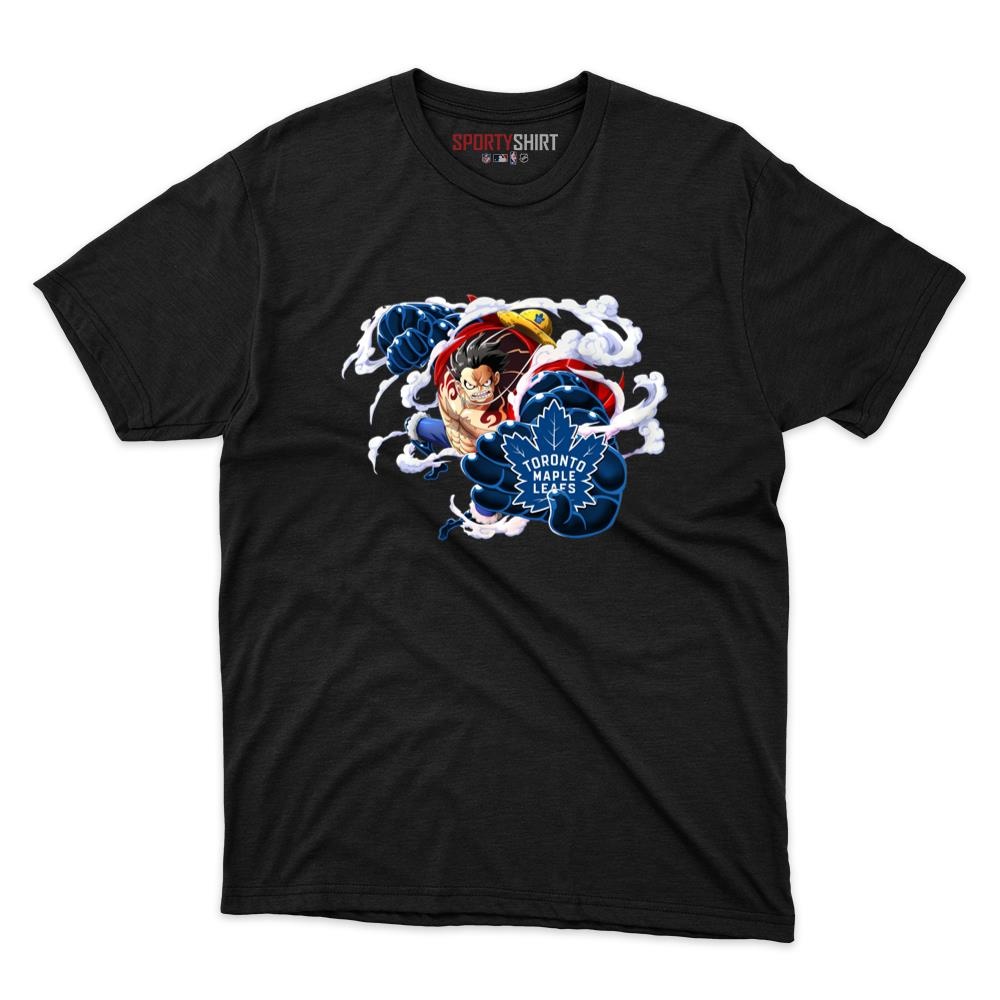 Toronto Maple Leafs Monkey D Luffy Gear One Piece Shirt, Unisex Cotton Anime Pirate Graphic Tee for Hockey Fans