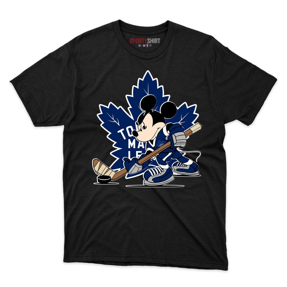Toronto Maple Leafs Mickey Mouse Player Shirt, Unisex Cotton Cartoon Graphic Tee, Hockey Game Day Gift