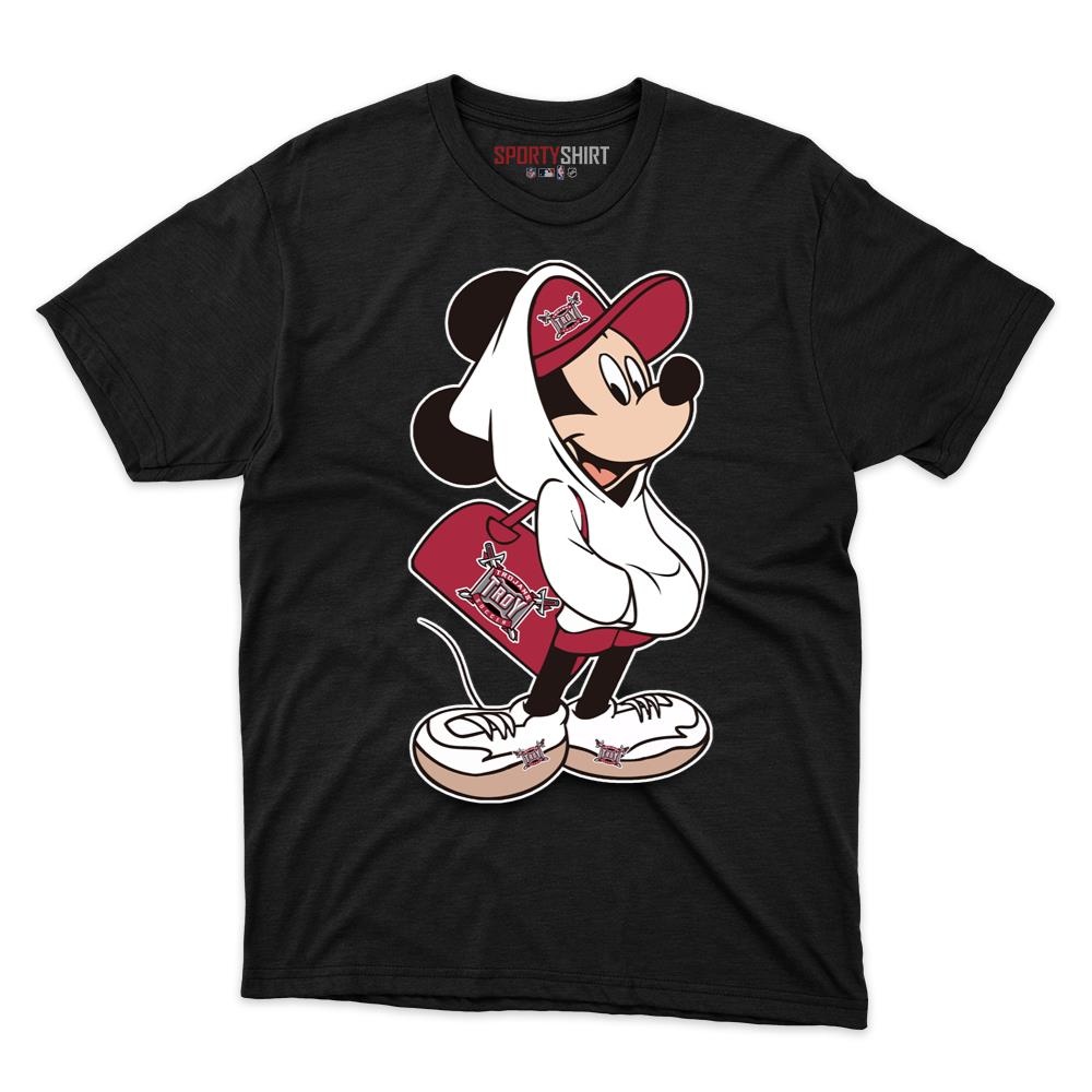 Troy Trojans Mickey Mouse Crossover Shirt, Unisex Cotton Cartoon Disney Graphic Tee, College Game Day Gift