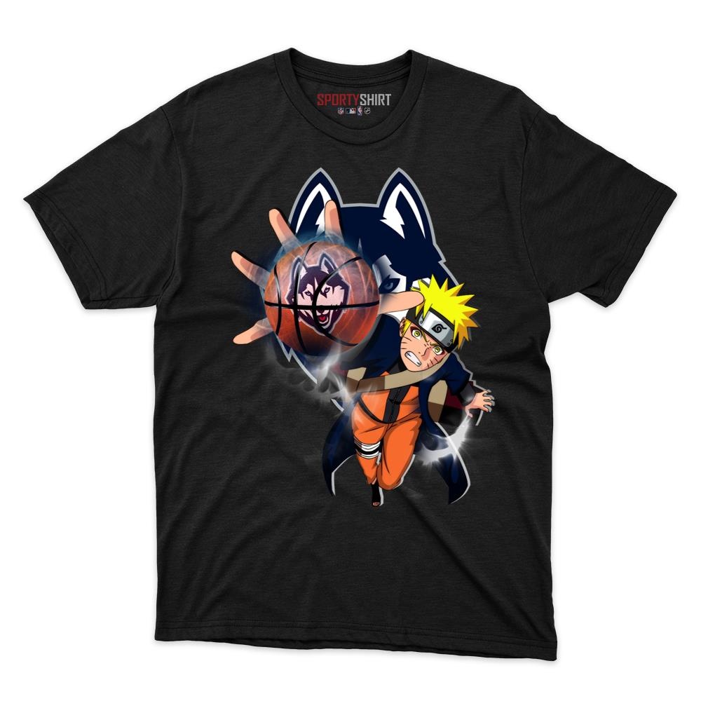 UConn Huskies Naruto Ninja Shirt, Unisex Cotton Anime Graphic Tee for College Game Day Fans