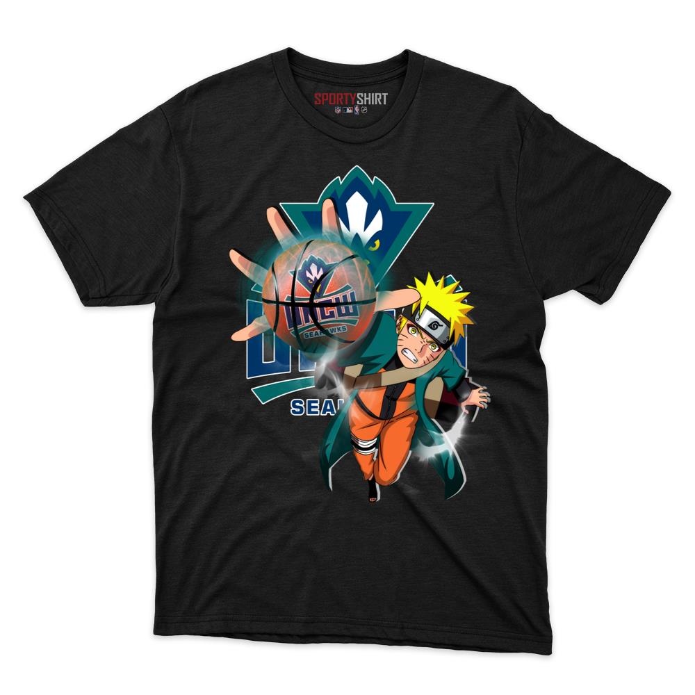 UNC Wilmington Seahawks Naruto Ninja Shirt, Unisex Cotton Anime Graphic Tee for College Game Day Fans