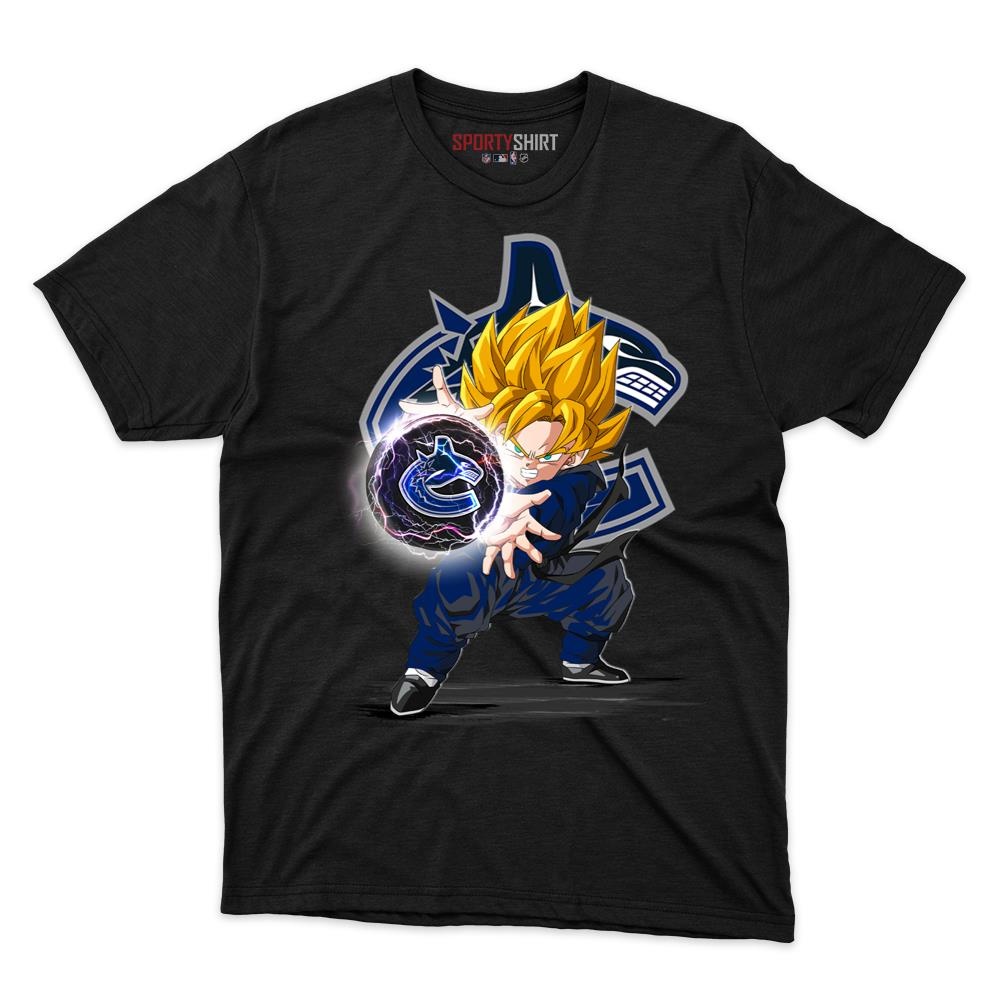 Vancouver Canucks Goku Dragon Ball Z Unisex Cotton Tee, Anime Saiyan Graphic Shirt, Game Day Fan Gift