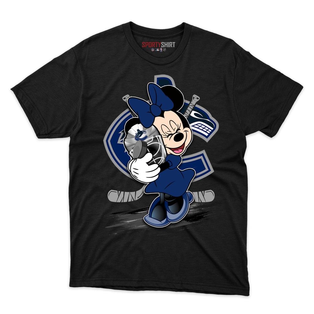 Vancouver Canucks Minnie Mouse Unisex Cotton Tee, Disney Cartoon Bow Graphic Shirt, Game Day Fan Gift