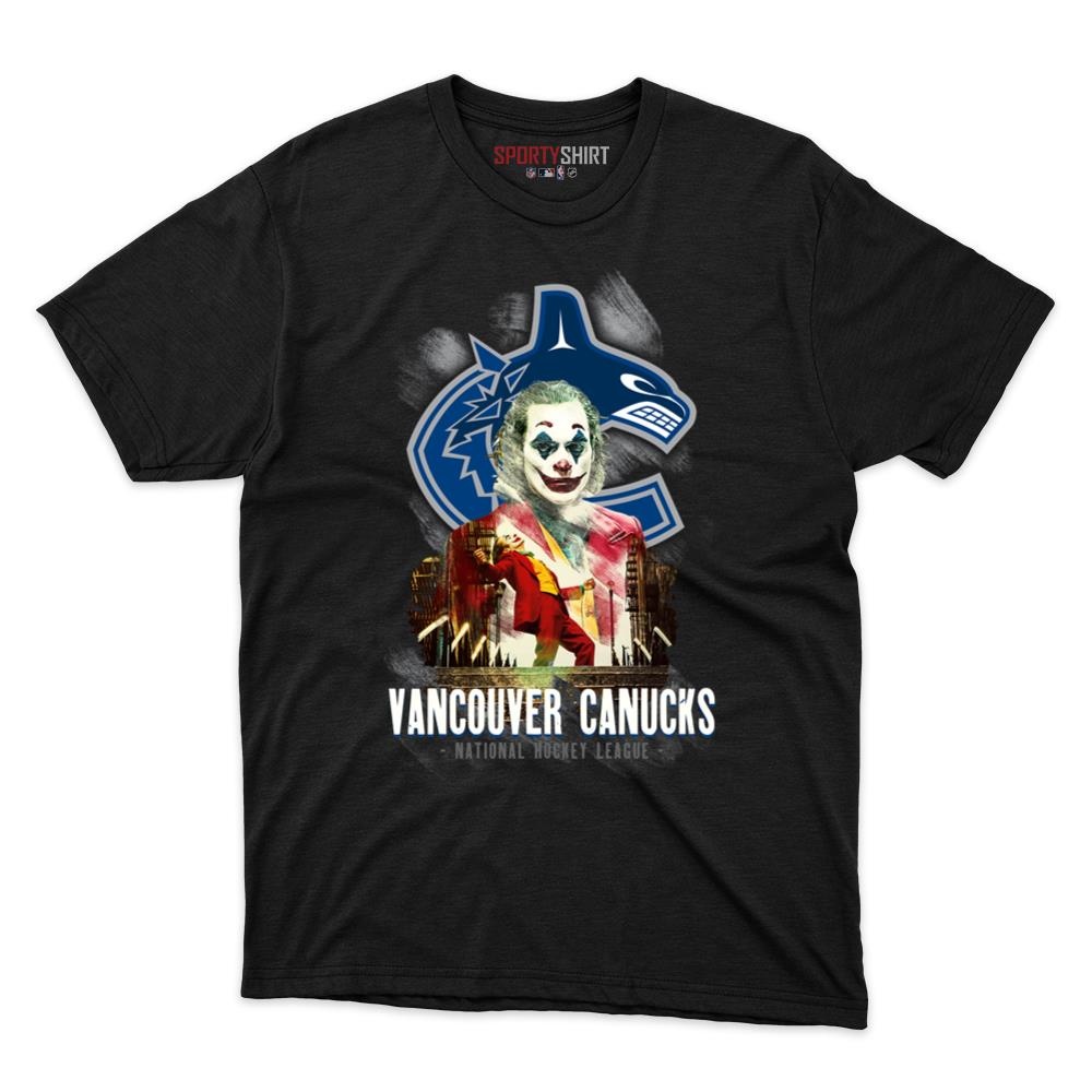 Vancouver Canucks Put On A Happy Face Joker Unisex Cotton Tee, Funny Fan Graphic Shirt, Game Day Gift