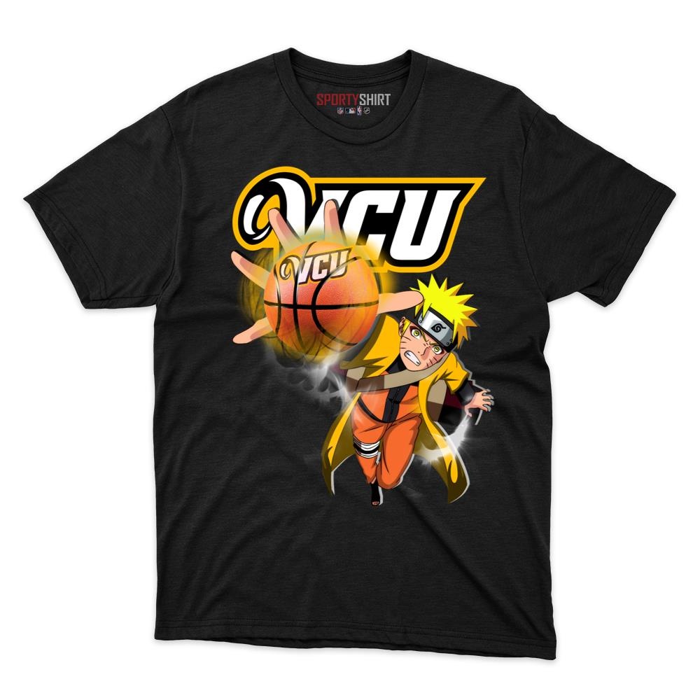 VCU Rams Naruto Uzumaki Unisex Cotton Tee, Anime Ninja Crossover Graphic Shirt, Game Day Fan Gift