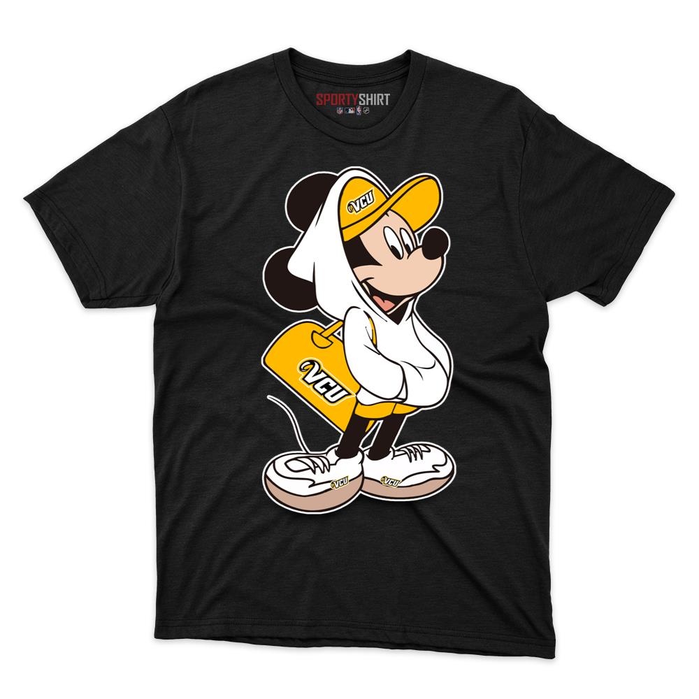 VCU Rams Mickey Mouse Unisex Cotton Tee, Disney Cartoon Crossover Graphic Shirt, Game Day Fan Gift