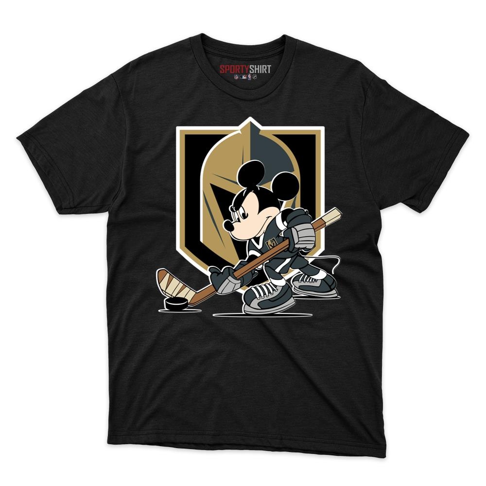 Vegas Golden Knights Cartoon Mouse Player Unisex Cotton Tee, Team Mascot Graphic Shirt, Game Day Fan Gift