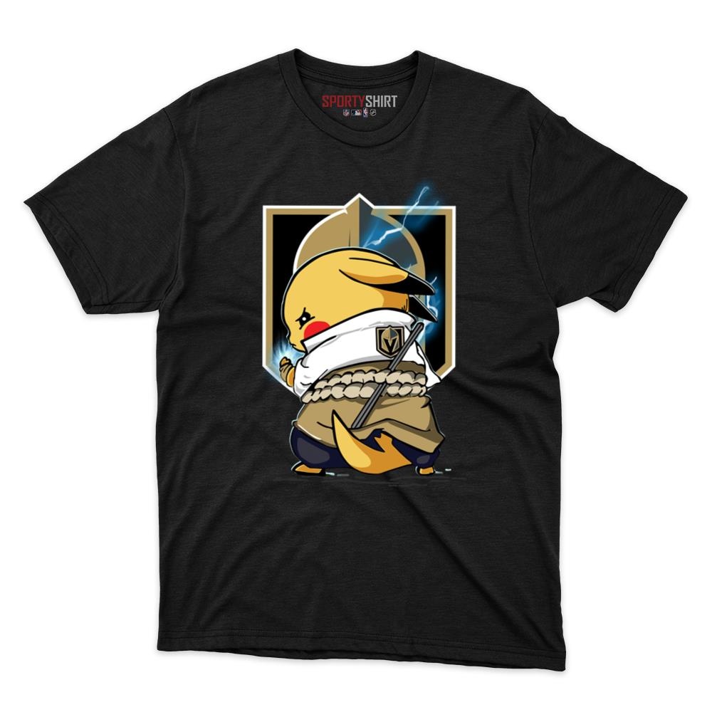 Vegas Golden Knights Pikachu Meets Sasuke Uchiha Unisex Cotton Tee, Pokemon Anime Graphic Shirt, Fan Gift