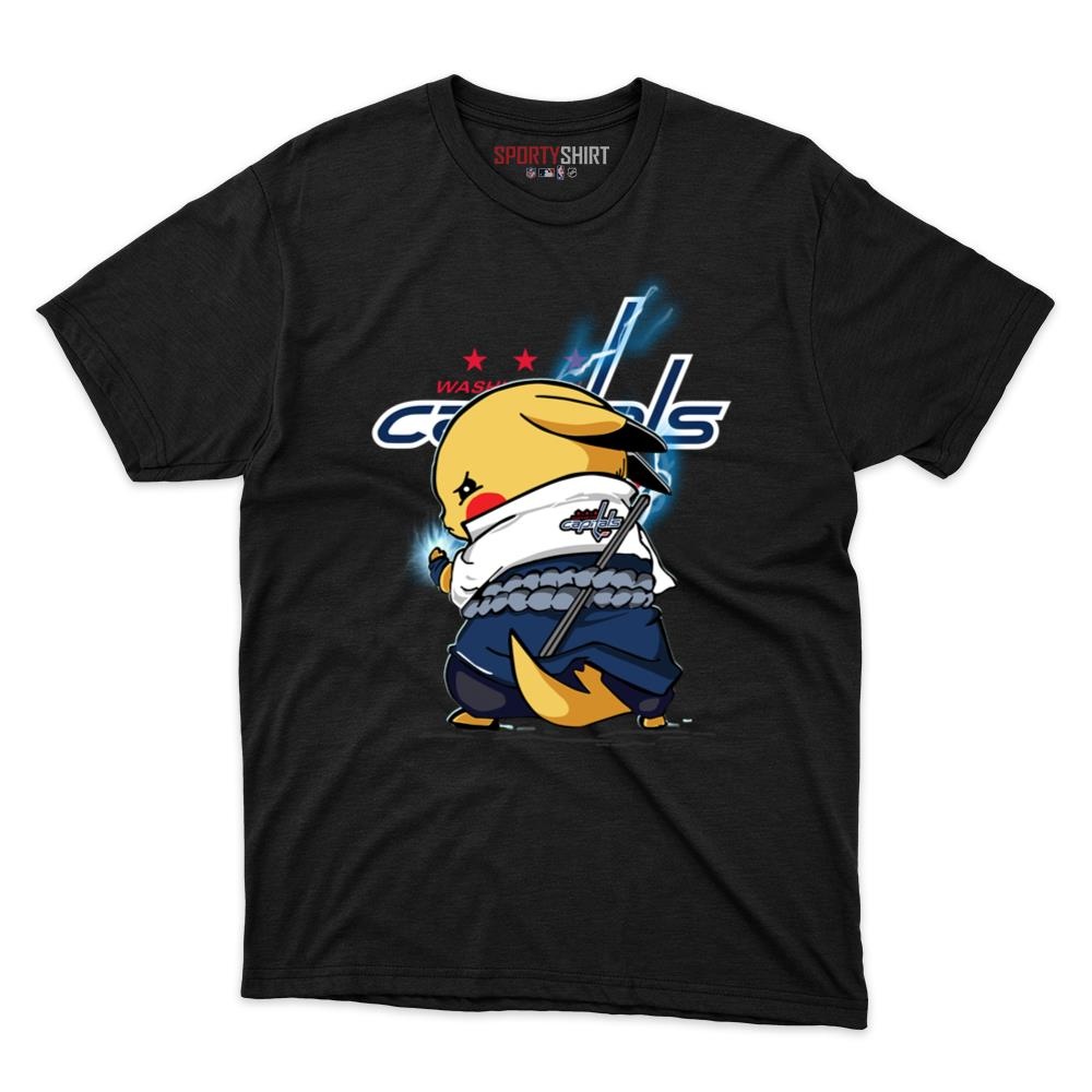 Washington Capitals Pikachu Meets Sasuke Uchiha Unisex Cotton Tee, Pokemon Anime Graphic Shirt, Fan Gift