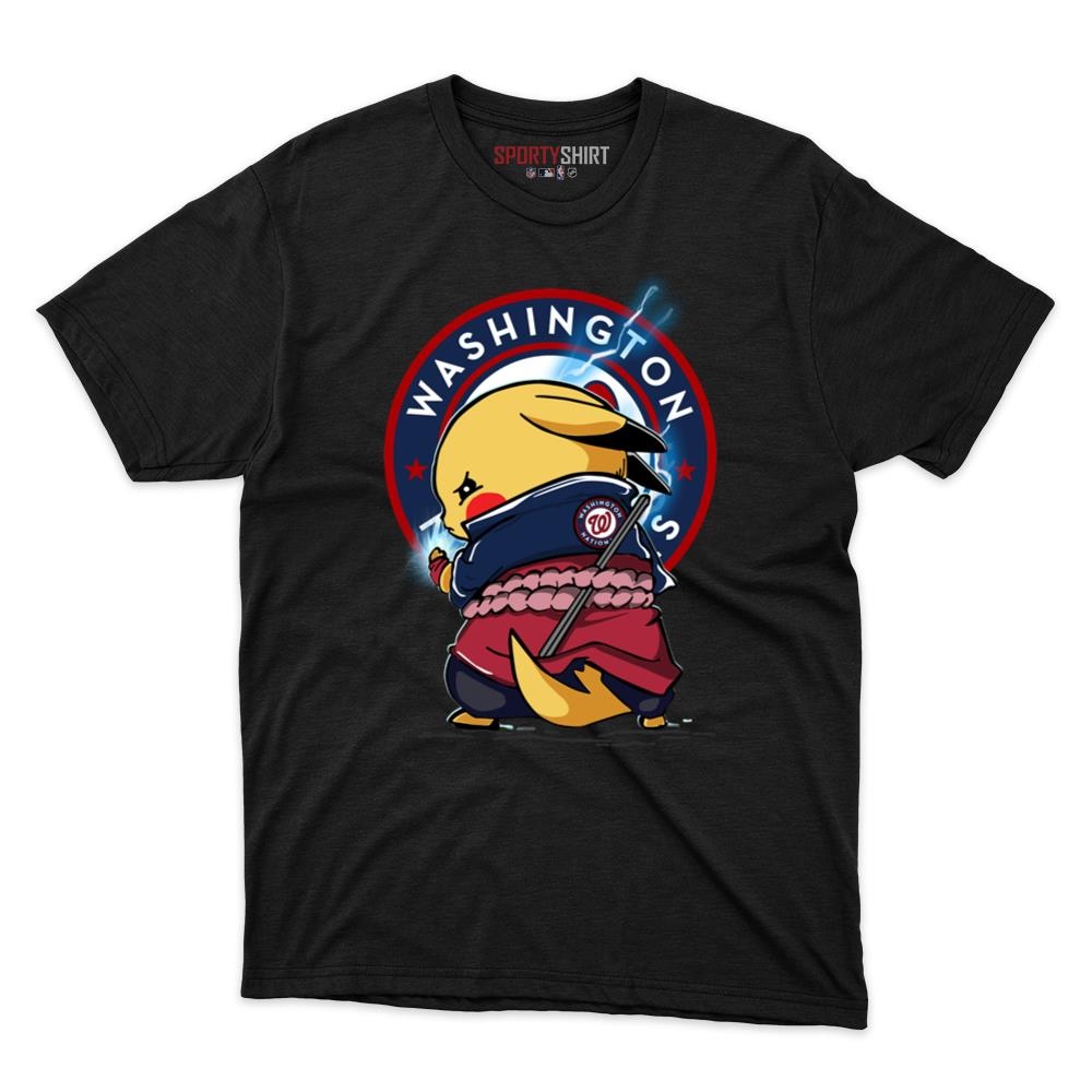 Washington Nationals Pikachu Meets Sasuke Uchiha Unisex Cotton Tee, Pokemon Naruto Anime Graphic Shirt, Fan Gift