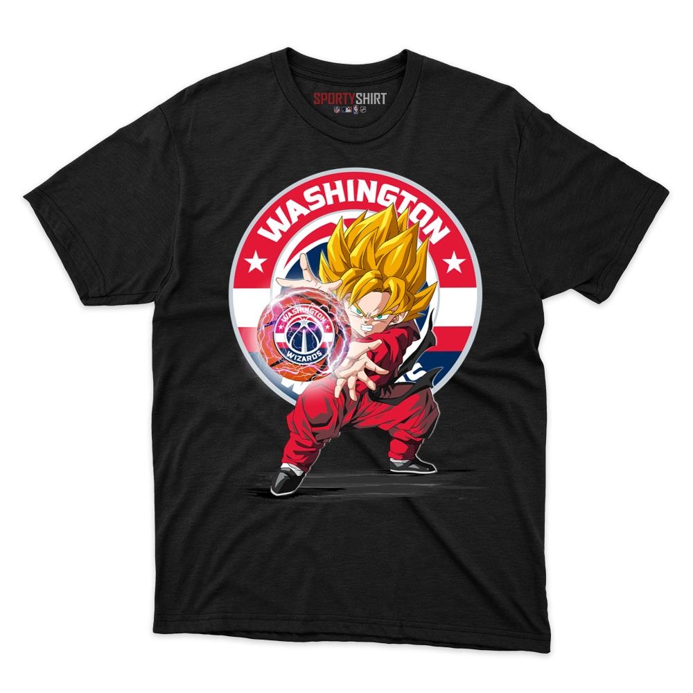 Washington Wizards Goku Dragon Ball Z Unisex Cotton Tee, Anime Saiyan Graphic Shirt, Game Day Fan Gift