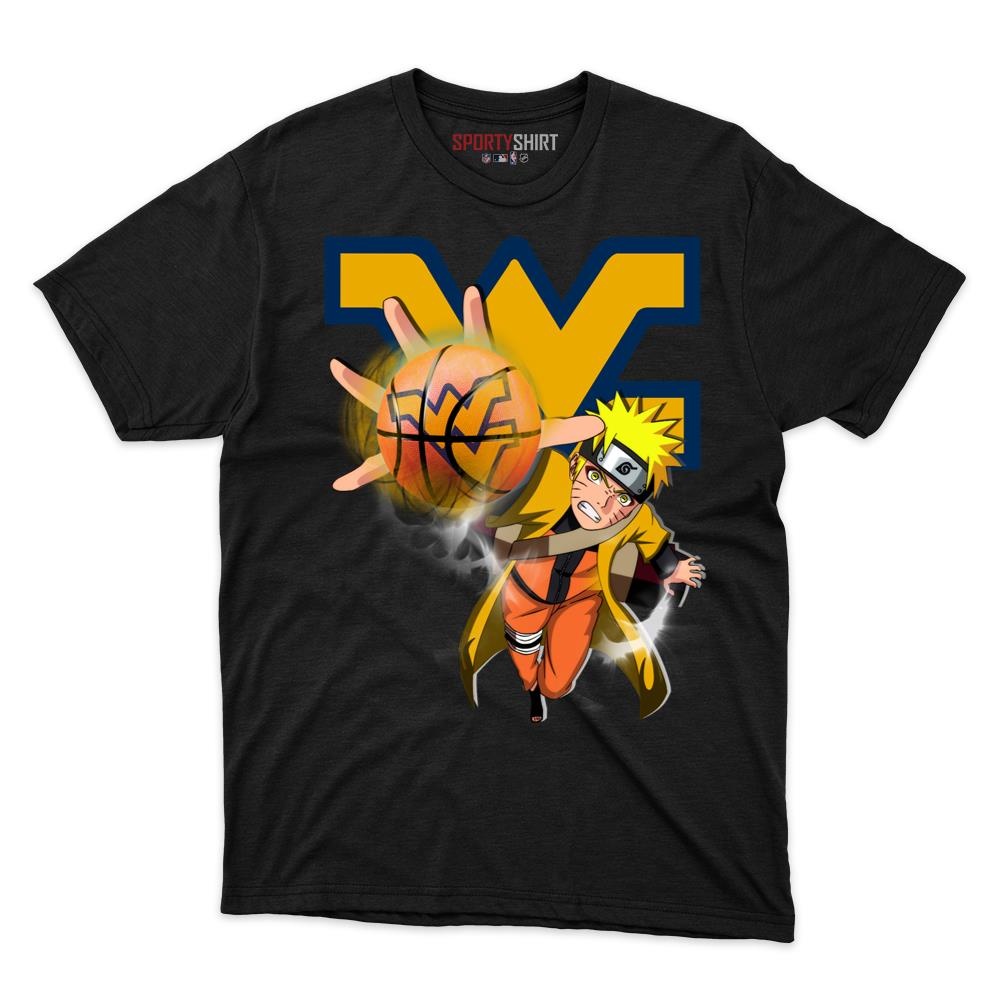 West Virginia Mountaineers Naruto Uzumaki Unisex Cotton Tee, Anime Ninja Crossover Graphic Shirt, Fan Gift
