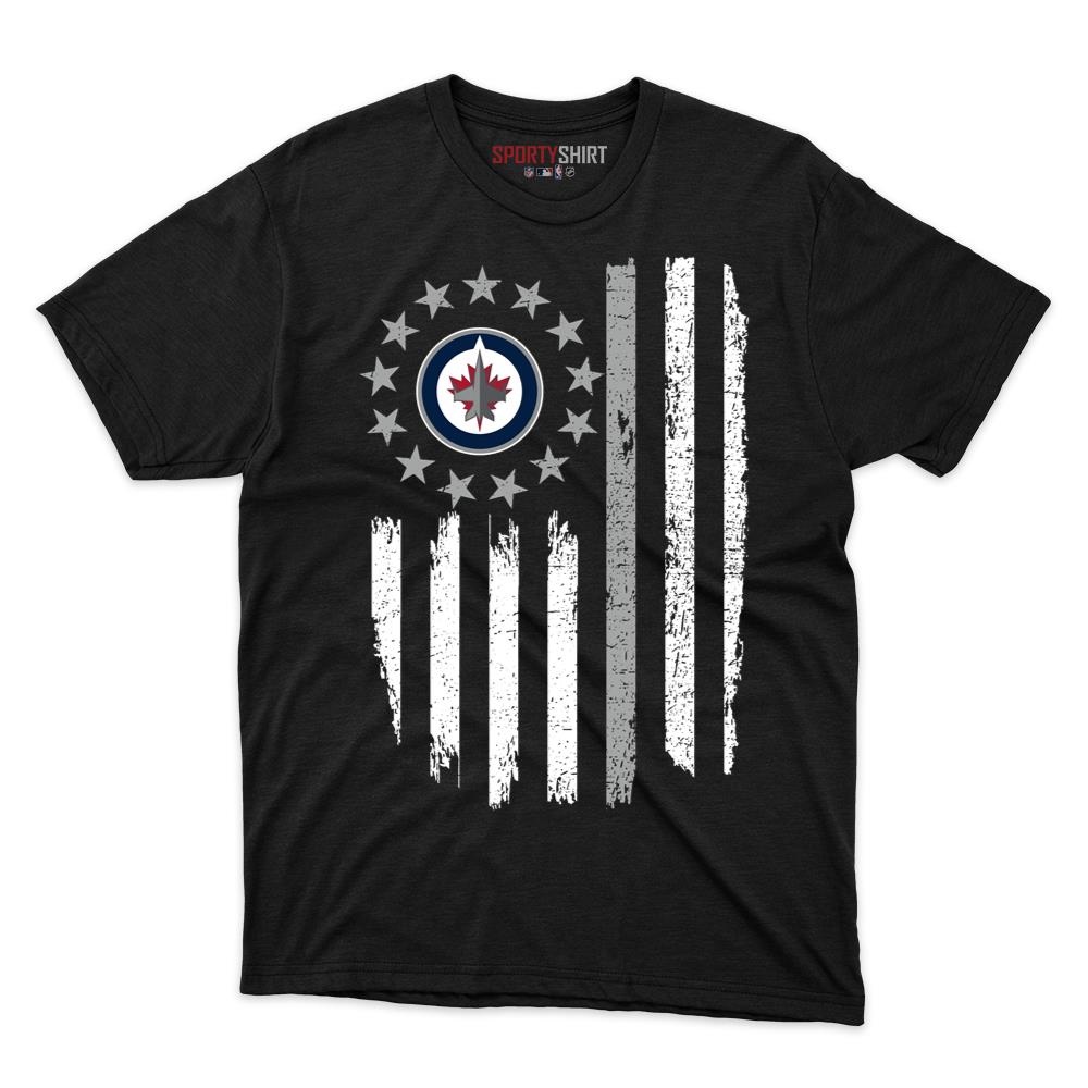 Winnipeg Jets Betsy Ross Flag Unisex Cotton Tee, Patriotic American Stars Graphic Shirt, Game Day Fan Gift