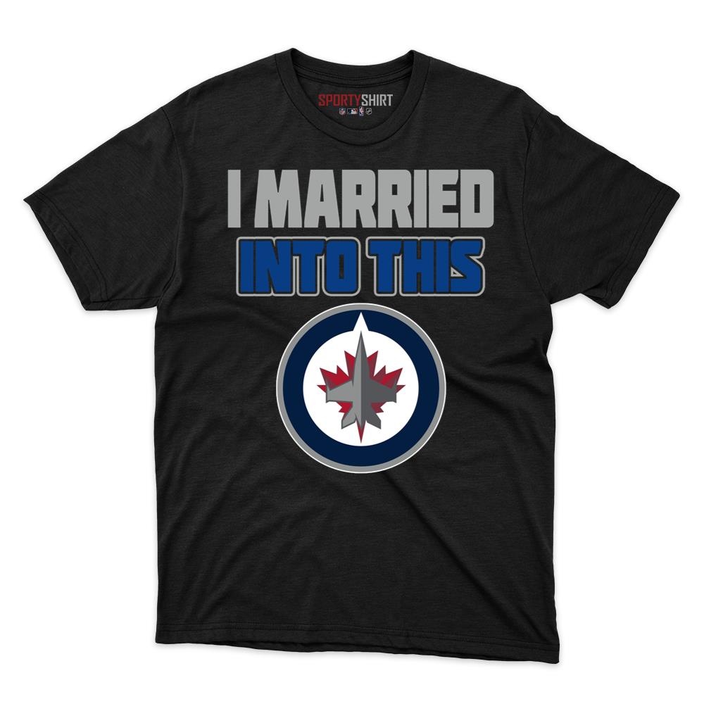 Winnipeg Jets I Married Into This Unisex Cotton Tee, Funny Fan Graphic Shirt, Game Day Gift for In-Laws
